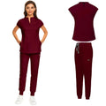 Burgundy V Neck Jogger Set