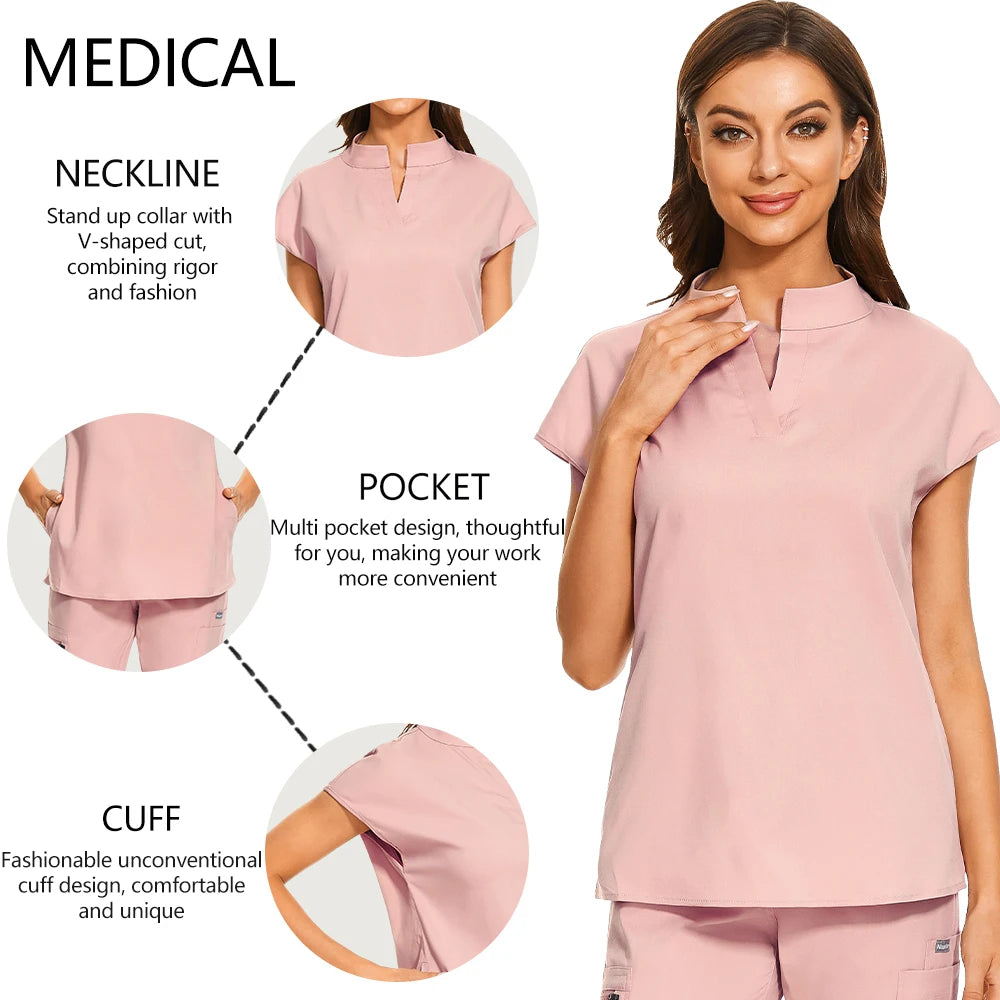 Pink V neck Jogger Set