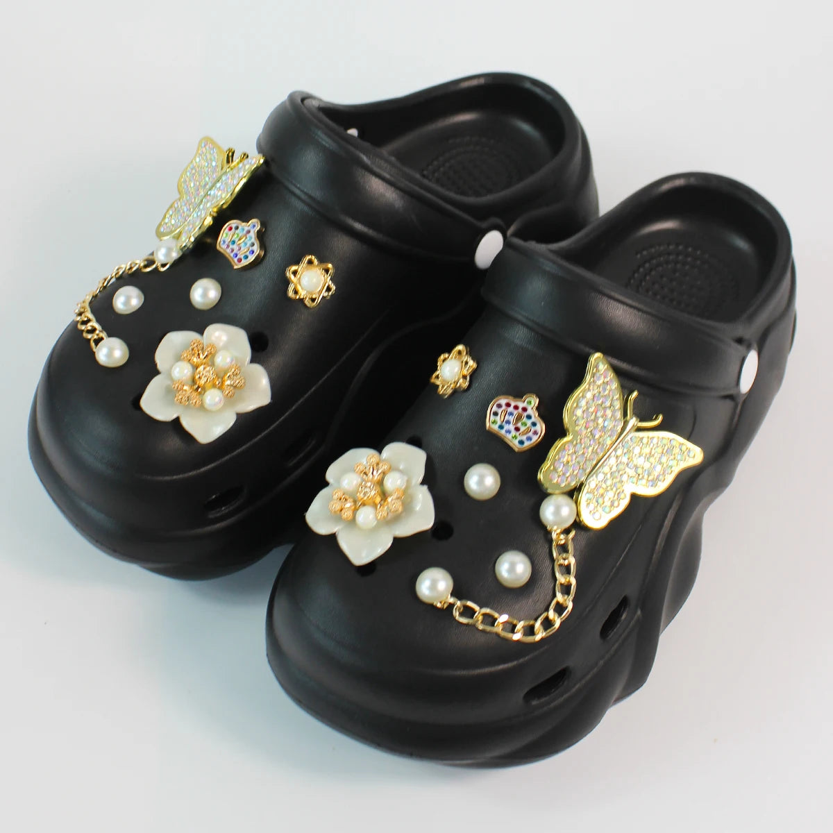 Black Clogs With Charms