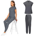 Grey V neck Scrub Set